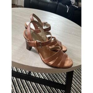 Aerosoles Magician Tan Leather Strappy Block Heel Sandals Womens 8.5